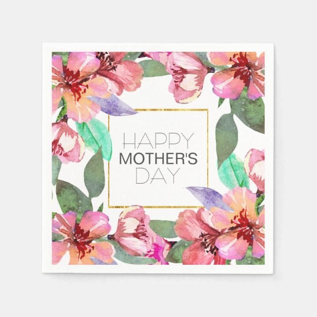 Elegant Floral Happy Mother's Day | Napkin (Front)