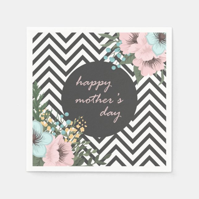 Elegant Floral Happy Mother's Day | Napkin (Front)