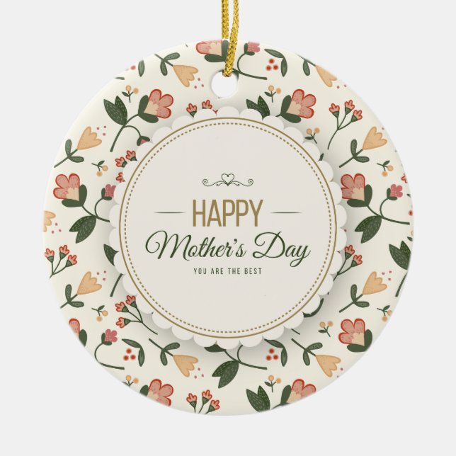 Elegant Floral Happy Mother's Day | Ornament (Front)