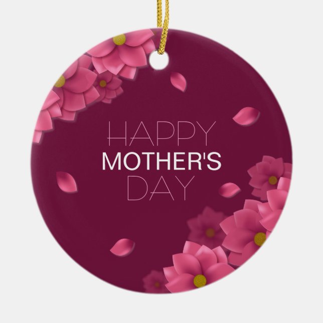 Elegant Floral Happy Mother's Day | Ornament (Front)