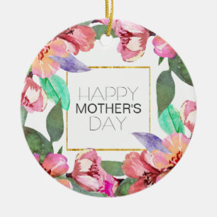 Elegant Floral Happy Mother's Day Ornament