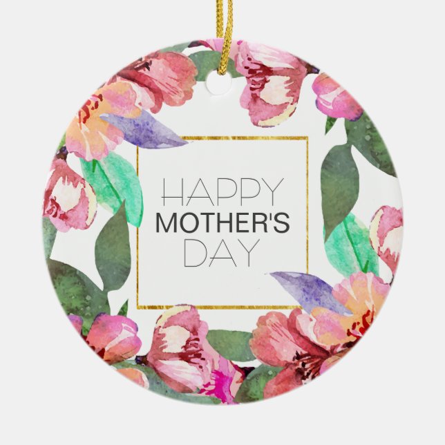 Elegant Floral Happy Mother's Day | Ornament (Front)