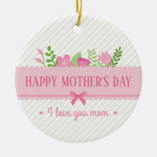 Elegant Floral Happy Mother's Day   Ornament
