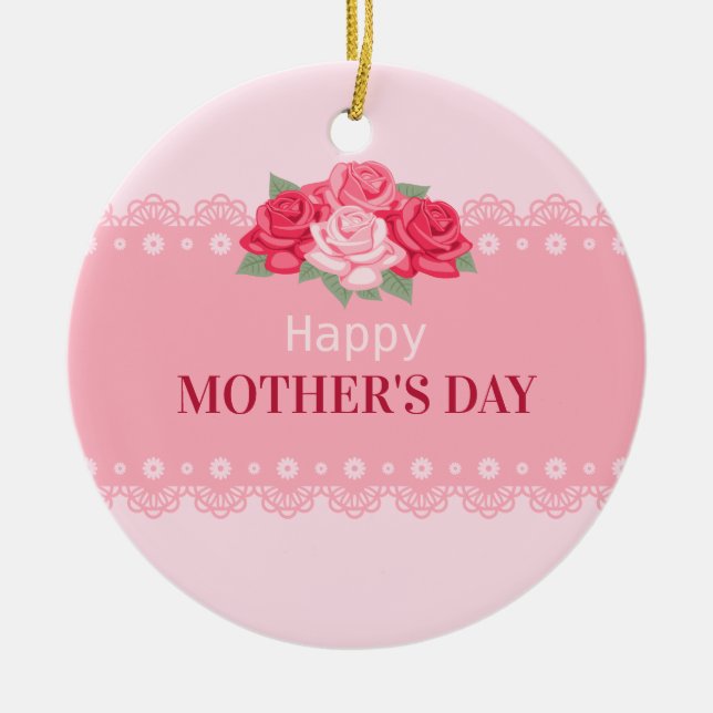 Elegant Floral Happy Mother's Day | Ornament (Front)