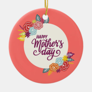 Elegant Floral Happy Mother's Day Ornament