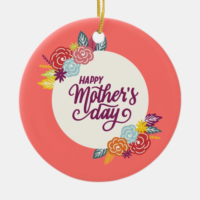 Elegant Floral Happy Mother's Day | Ornament (Front)