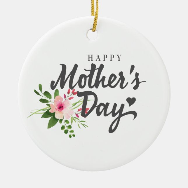 Elegant Floral Happy Mother's Day | Ornament (Front)