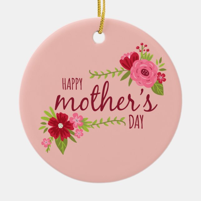 Elegant Floral Happy Mother's Day | Ornament (Front)
