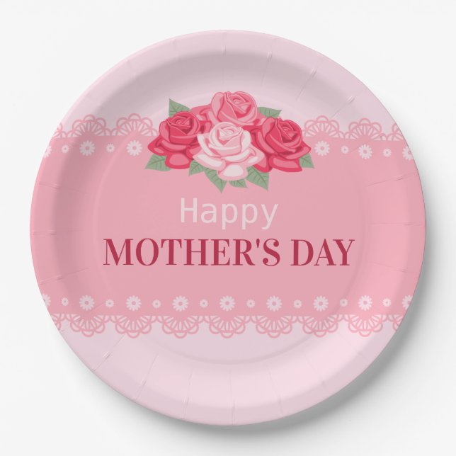 Elegant Floral Happy Mother's Day | Paper Plate (Front)