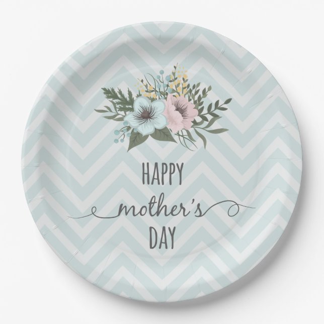 Elegant Floral Happy Mother's Day | Paper Plate (Front)