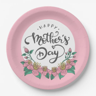 Elegant Floral Happy Mother's Day   Paper Plate