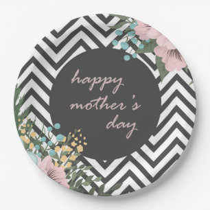 Elegant Floral Happy Mother's Day Paper Plate