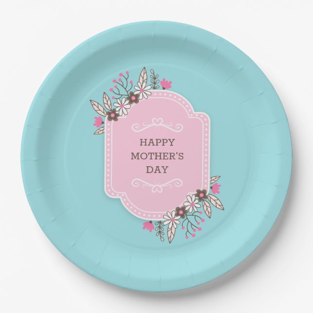 Elegant Floral Happy Mother's Day | Paper Plate (Front)