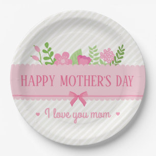 Elegant Floral Happy Mother's Day Paper Plate