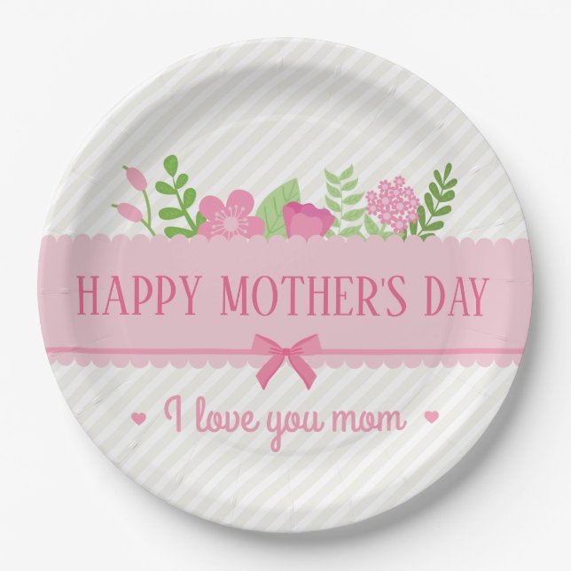 Elegant Floral Happy Mother's Day | Paper Plate (Front)