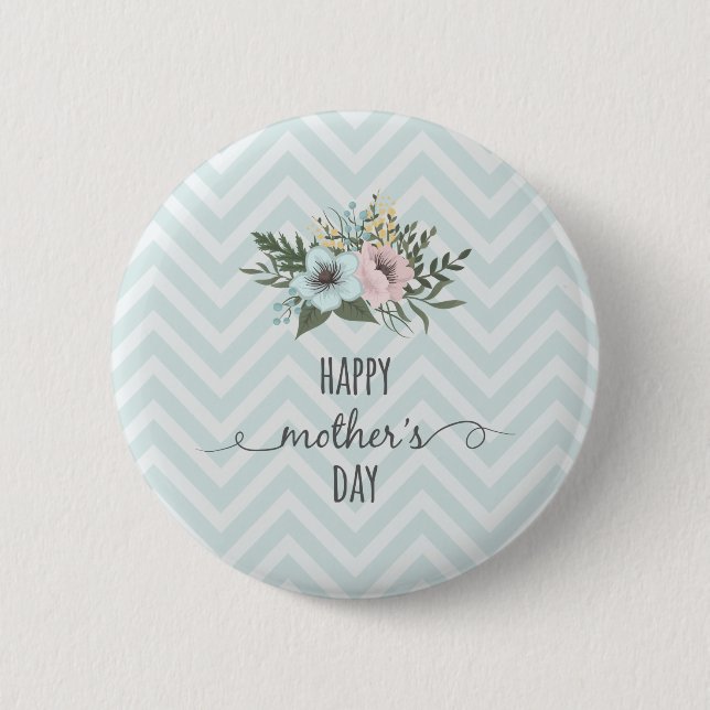 Elegant Floral Happy Mother's Day | Pin Button (Front)
