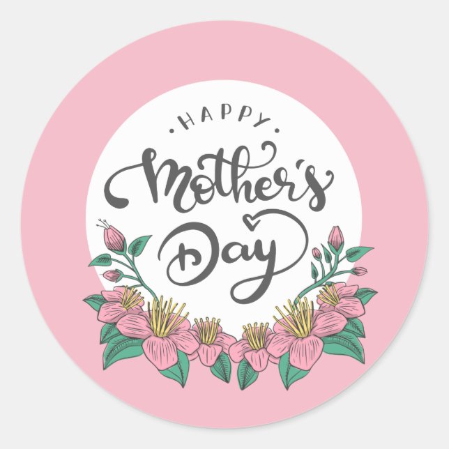 Elegant Floral Happy Mother's Day | Sticker (Front)