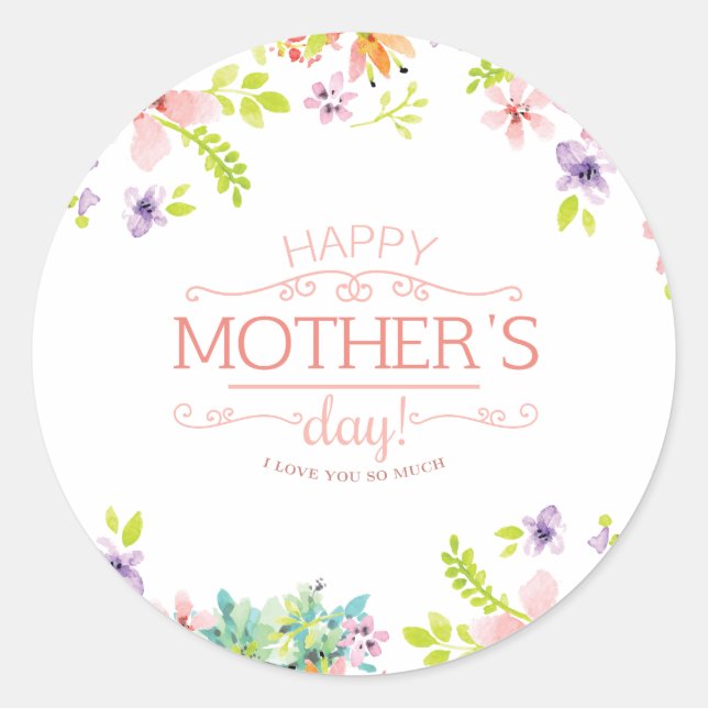 Elegant Floral Happy Mother's Day | Sticker (Front)