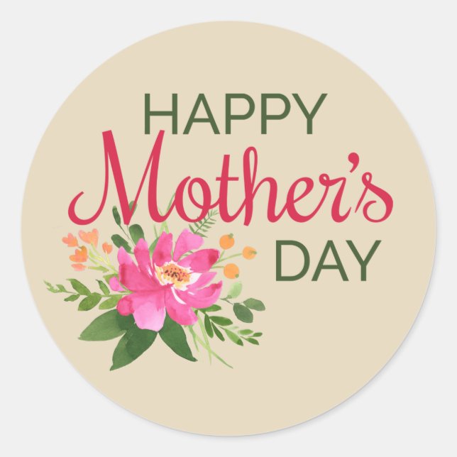 Elegant Floral Happy Mother's Day | Sticker Seal (Front)
