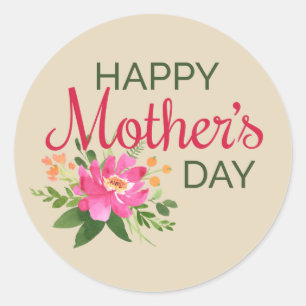 Elegant Floral Happy Mother's Day Sticker Seal