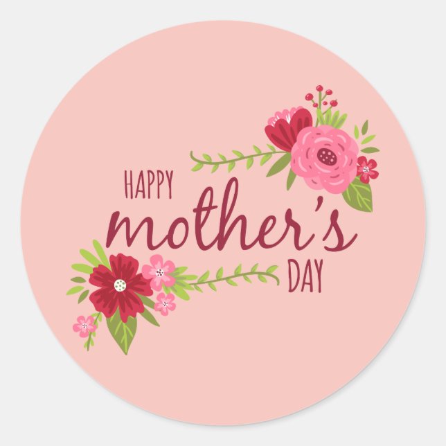 Elegant Floral Happy Mother's Day | Sticker Seal (Front)
