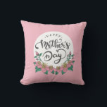 Elegant Floral Happy Mother's Day | Throw Pillow<br><div class="desc">For further customisation, please click the "Customise" button and use our design tool to modify this template. If the options are available, you may change text and image by simply clicking on "Edit/Remove Text or Image Here" and add your own. If you wish to have this design added to a...</div>