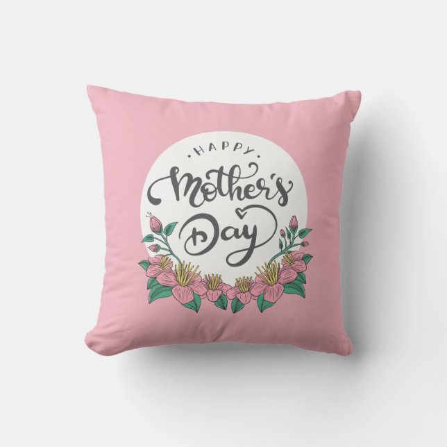 Elegant Floral Happy Mother's Day | Throw Pillow (Front)