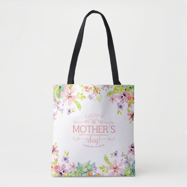 Elegant Floral Happy Mother's Day | Tote Bag (Front)