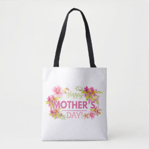 Elegant Floral Happy Mother's Day Tote Bag