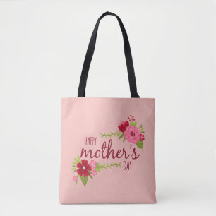 Elegant Floral Happy Mother's Day Tote Bag