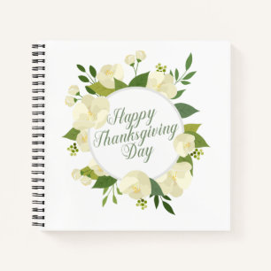 Elegant Floral Happy Thanksgiving   Notebook