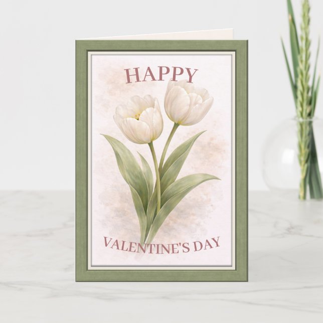 Elegant Floral Happy Valentine’s Day Card (Front)