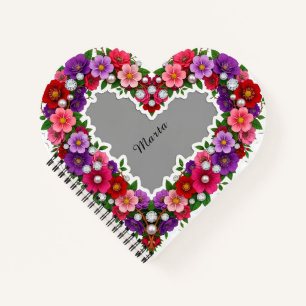Elegant Floral Heart Design Notebook