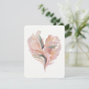 Elegant Floral Heart Embracing Soft Pastel Romanti Holiday Card