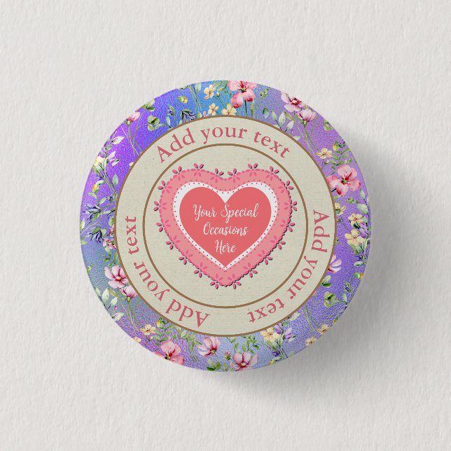 Elegant Floral Heart Frame: for Every Occasion 3 Cm Round Badge (Front)