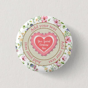Elegant Floral Heart Frame: for Every Occasion 3 Cm Round Badge