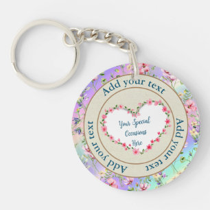 Elegant Floral Heart Frame: for Every Occasion Key Ring