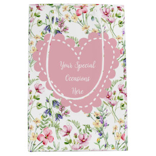 Elegant Floral Heart Frame: for Every Occasion Medium Gift Bag