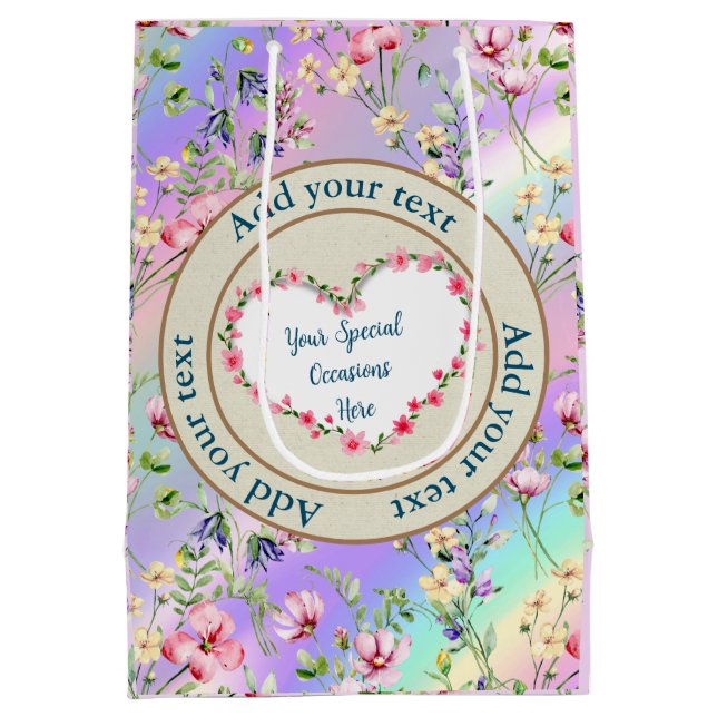 Elegant Floral Heart Frame: for Every Occasion Medium Gift Bag (Back)