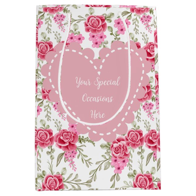 Elegant Floral Heart Frame: for Every Occasion Medium Gift Bag (Front)