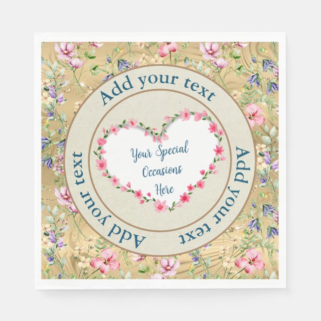 Elegant Floral Heart Frame: for Every Occasion Napkin (Front)