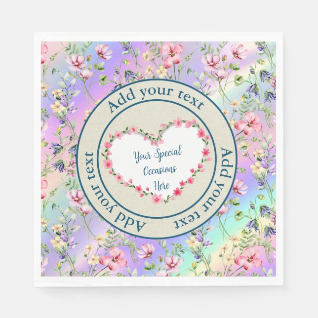 Elegant Floral Heart Frame: for Every Occasion Napkin (Front)