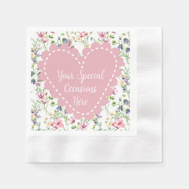 Elegant Floral Heart Frame: for Every Occasion Napkin (Front)