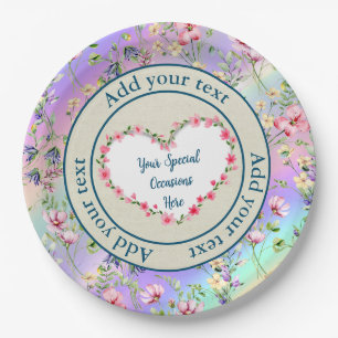 Elegant Floral Heart Frame: for Every Occasion Paper Plate