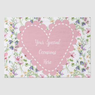 Elegant Floral Heart Frame: for Every Occasion Tissue Paper