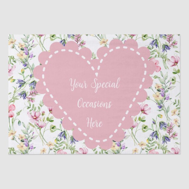Elegant Floral Heart Frame: for Every Occasion Tissue Paper (Front)