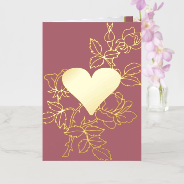 Elegant Floral Heart Personalised Foil Card (Orchid)