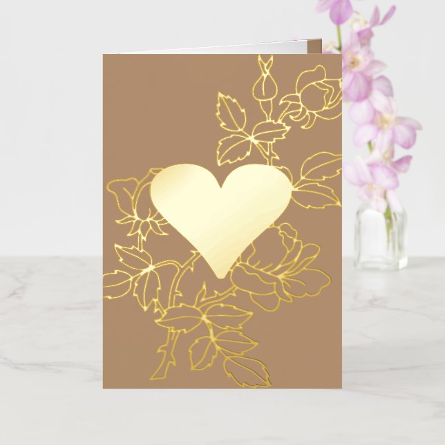 Elegant Floral Heart Personalised Foil Card (Orchid)