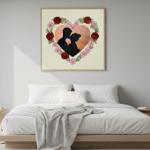Elegant Floral Heart Personalised Photo Glossy Poster