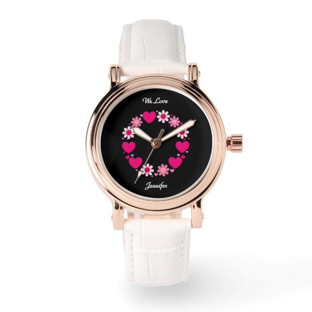 Elegant floral hearts, Valentine’s Day with text Watch (Front)